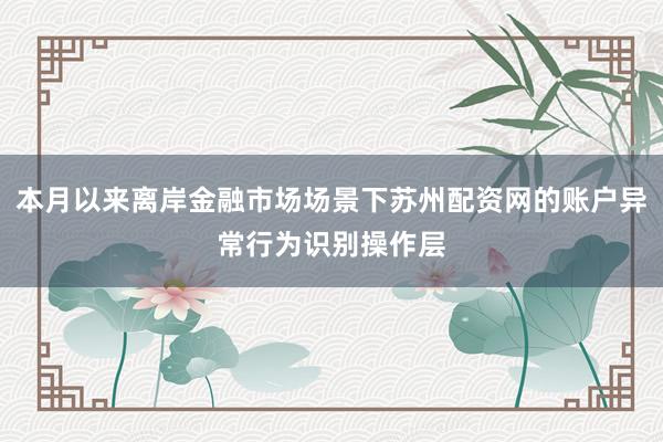 本月以来离岸金融市场场景下苏州配资网的账户异常行为识别操作层