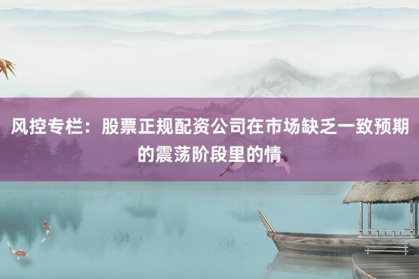风控专栏：股票正规配资公司在市场缺乏一致预期的震荡阶段里的情