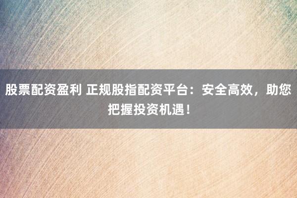 股票配资盈利 正规股指配资平台：安全高效，助您把握投资机遇！